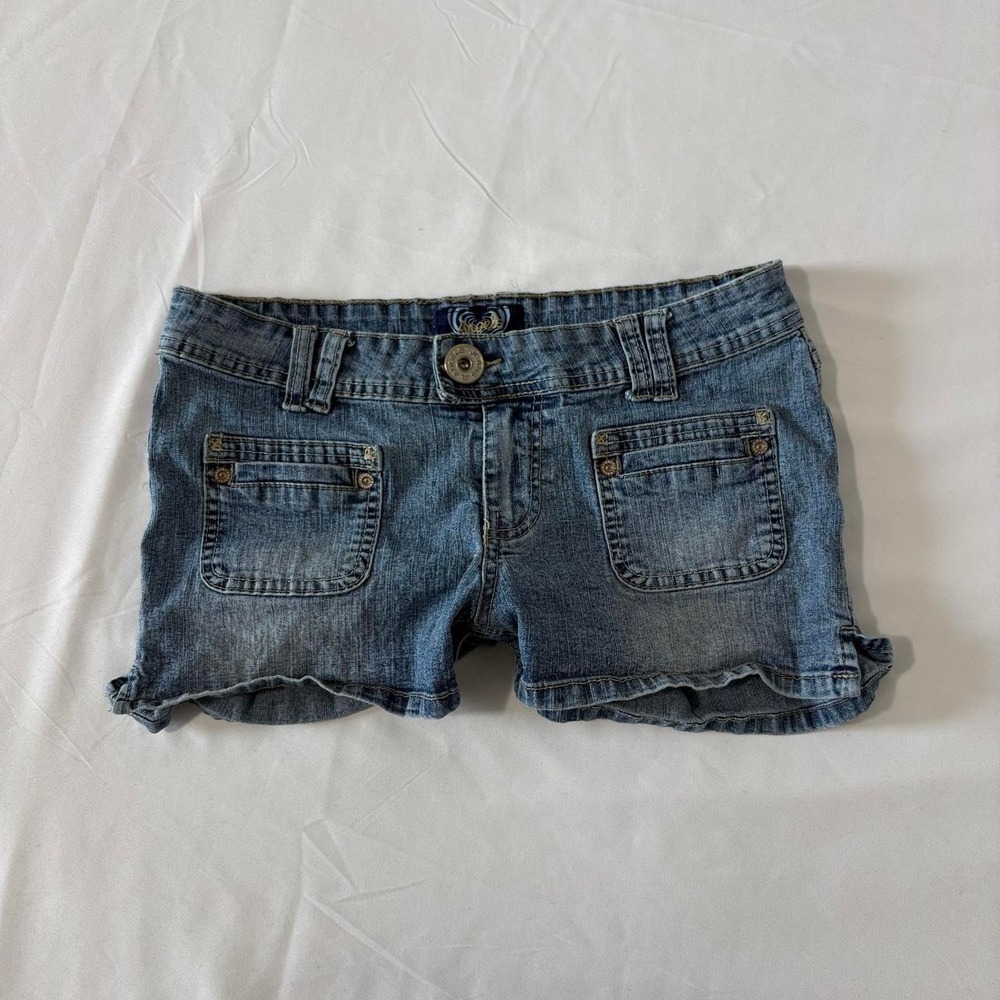 vintage y2k angel micro denim shorts